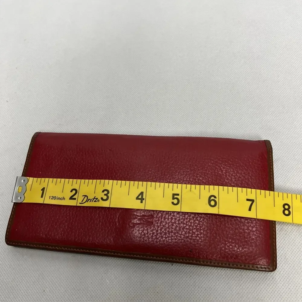 Lacoste Women's Long Wallet Red Pebbled Leather